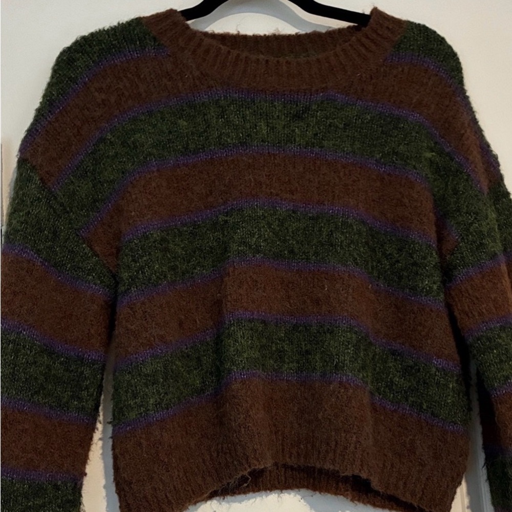 Spray Premium Striped Brown and Gray Sweater from Japan